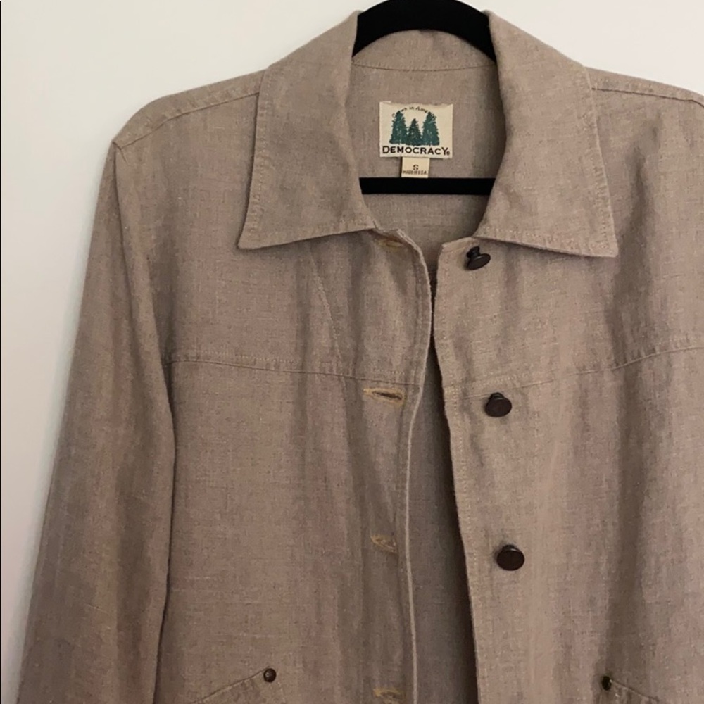 Democracy Jacket 100% Soft Linen, Sz S fits M